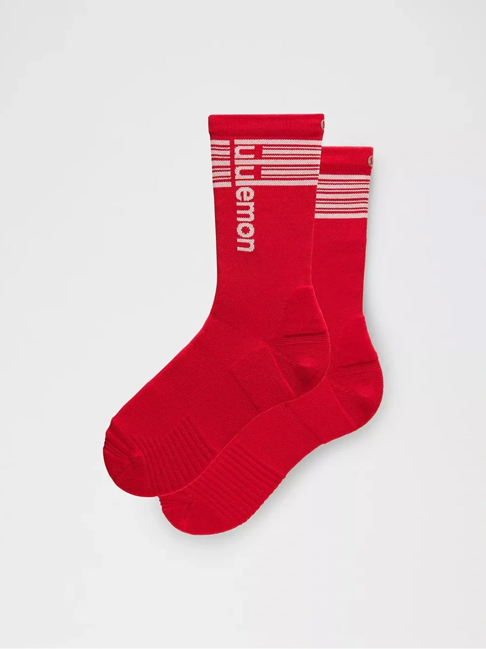 Lululemon Power Stride Crew Socks Bundle Red Blue Stripe Running Training XL